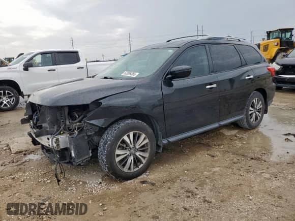 2017 Nissan Pathfinder SV with VIN 5N1DR2MN5HC602455, listed as a Copart auction lot 62899365 with 144,937 mi miles and Salvage title. Bid and sale history available at DreamBid. Image 1.
