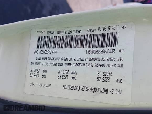 2005 Chrysler 300 300 z VIN 2C3JA43R05H593661, wystawiony jako IAAI lot #42518947 z przebiegiem 246 260 mil mil oraz . Historia ofert i sprzedaży dostępna na DreamBid. Obrazek 9.