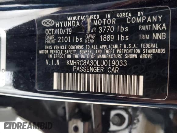 2020 Hyundai Venue SEL with VIN KMHRC8A30LU019033, listed as a Copart auction lot 46833464 with 49,457 mi miles and . Bid and sale history available at DreamBid. Image 12.