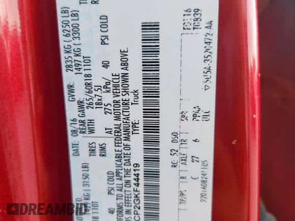 2016 Ford F-150 XL z VIN 1FTEW1CP2GKF44419, wystawiony jako Copart lot #85883115 z przebiegiem 198 917 mil mil oraz Czysty tytuł • Clean title. Historia ofert i sprzedaży dostępna na DreamBid. Obrazek 12.