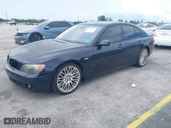 2007 BMW 7 Series 750i with VIN WBAHL83597DT08140, listed as a IAAI auction lot 42742309 with 120,531 mi miles and . Bid and sale history available at DreamBid. Image 2.