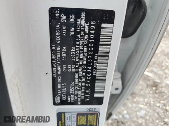 2016 Kia Optima EX с VIN 5XXGU4L37GG010498, выставлен на аукционе Copart как лот 81888195 с пробегом 71 636 миль миль и Списание • Salvage title. История ставок и продаж доступна на DreamBid. Изображение 12.