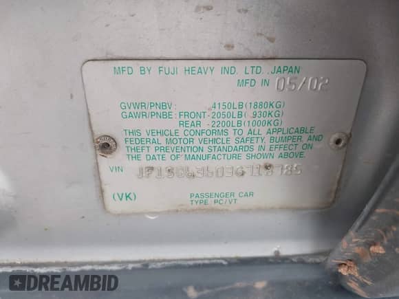 2003 Subaru Forester X with VIN JF1SG63603G718785, listed as a IAAI auction lot 43093065 with 303,249 mi miles and . Bid and sale history available at DreamBid. Image 9.