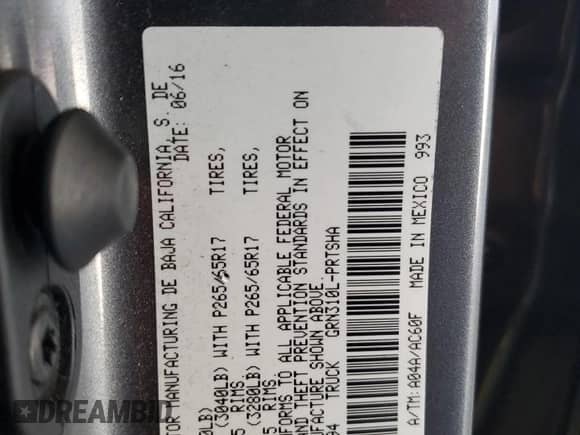 2016 Toyota Tacoma SR5 z VIN 3TMDZ5BN5GM010494, wystawiony jako Copart lot #80669725 z przebiegiem 70 504 mil mil oraz Szkoda całkowita • Salvage title. Historia ofert i sprzedaży dostępna na DreamBid. Obrazek 12.