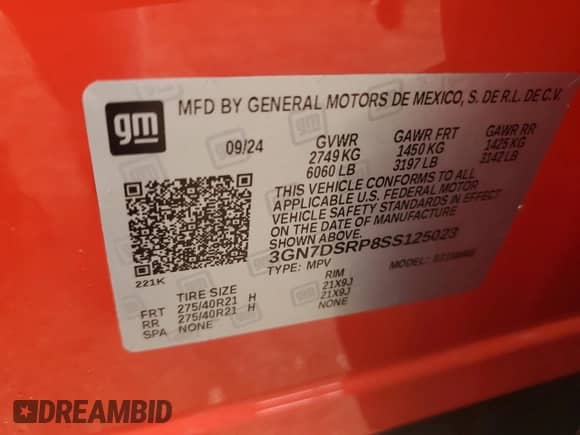 2025 Chevrolet Equinox EV RS с VIN 3GN7DSRP8SS125023, выставлен на аукционе Copart как лот 58317495 с пробегом 1 402 миль миль и Чистый • Clean title. История ставок и продаж доступна на DreamBid. Изображение 12.