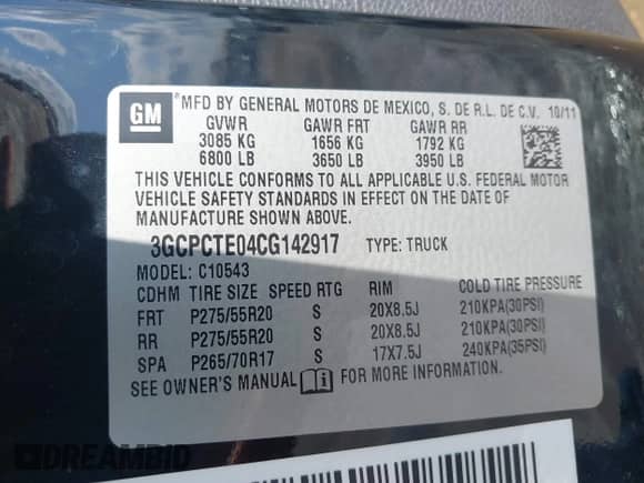 2012 Chevrolet Silverado 1500 LTZ with VIN 3GCPCTE04CG142917, listed as a IAAI auction lot 42211450 with 129,185 mi miles and . Bid and sale history available at DreamBid. Image 9.