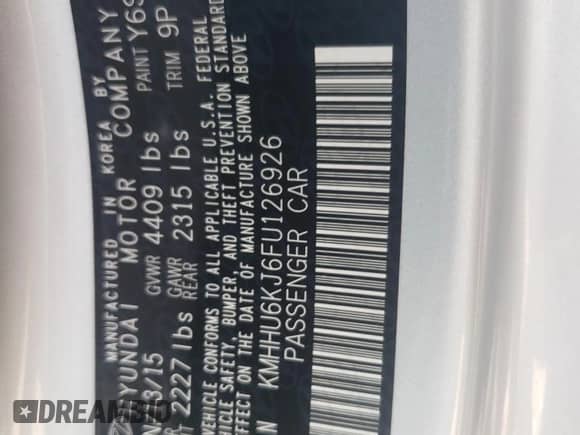 2015 Hyundai Genesis Coupe R-Spec z VIN KMHHU6KJ6FU126926, wystawiony jako Copart lot #57085715 z przebiegiem 10 142 mil mil oraz Szkoda całkowita • Salvage title. Historia ofert i sprzedaży dostępna na DreamBid. Obrazek 13.