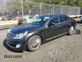 2014 Hyundai Equus Signature z VIN KMHGH4JH9EU083832, wystawiony jako Copart lot #50416535 z przebiegiem 92 508 mil mil oraz Szkoda całkowita • Salvage title. Historia ofert i sprzedaży dostępna na DreamBid. Obrazek 1.