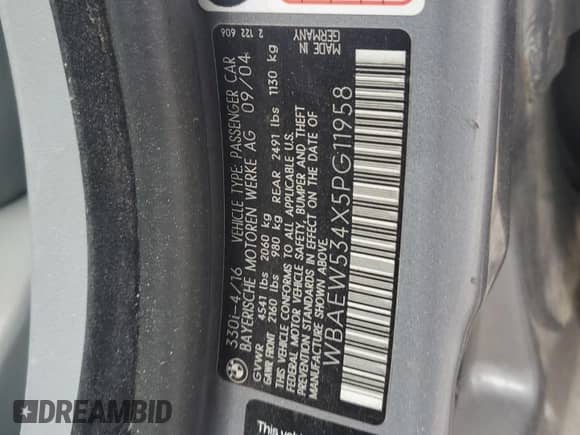 2005 BMW 3 Series 330xi с VIN WBAEW534X5PG11958, выставлен на аукционе Copart как лот 52908645 с пробегом 313 387 миль миль и Списание • Salvage title. История ставок и продаж доступна на DreamBid. Изображение 12.