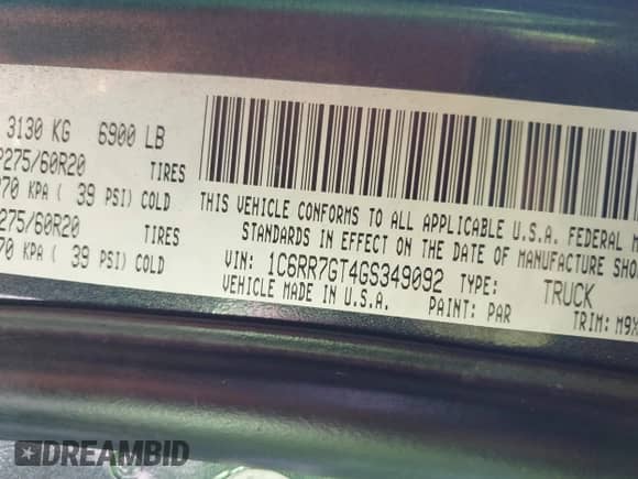 2016 Ram 1500 Big Horn с VIN 1C6RR7GT4GS349092, выставлен на аукционе IAAI как лот 42829943 с пробегом 91 631 миль миль и . История ставок и продаж доступна на DreamBid. Изображение 9.