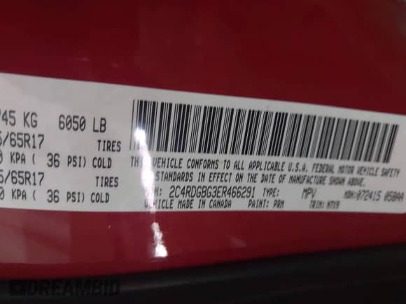 2014 Dodge Grand Caravan SE with VIN 2C4RDGBG3ER466291, listed as a IAAI auction lot 42801240 with 117,546 mi miles and . Bid and sale history available at DreamBid. Image 9.