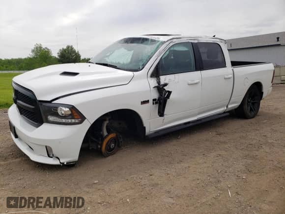 2018 Ram 1500 Sport with VIN 1C6RR7UT9JS170283, listed as a Copart auction lot 57828685 with 73,643 mi miles and Salvage title. Bid and sale history available at DreamBid. Image 1.