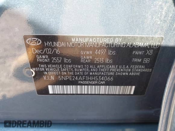 2017 Hyundai Sonata SE with VIN 5NPE24AF1HH534066, listed as a IAAI auction lot 43321541 with 94,490 mi miles and . Bid and sale history available at DreamBid. Image 9.