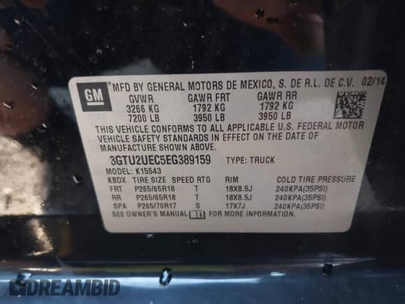2014 GMC Sierra 1500 SLE z VIN 3GTU2UEC5EG389159, wystawiony jako IAAI lot #43355380 z przebiegiem 163 162 mil mil oraz . Historia ofert i sprzedaży dostępna na DreamBid. Obrazek 9.