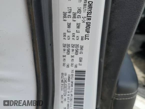 2014 Dodge Durango Citadel with VIN 1C4RDJEG5EC537234, listed as a Copart auction lot 85363845 with 218,050 mi miles and Salvage title. Bid and sale history available at DreamBid. Image 13.
