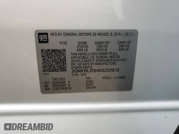 2022 Chevrolet Blazer Premier с VIN 3GNKBLRS4NS230673, выставлен на аукционе Copart как лот 45246585 с пробегом 27 341 миль миль и Списание • Salvage title. История ставок и продаж доступна на DreamBid. Изображение 15.