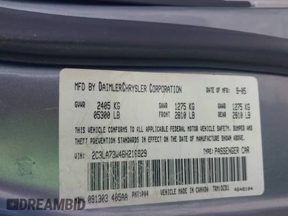 2006 Chrysler 300 C SRT-8 with VIN 2C3LA73W46H216929, listed as a IAAI auction lot 42660806 with 202,363 mi miles and . Bid and sale history available at DreamBid. Image 9.
