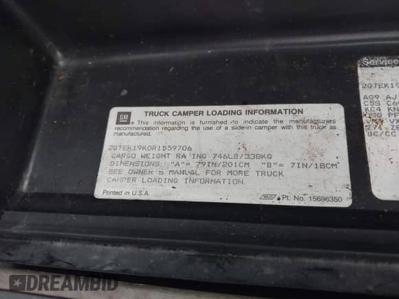 1994 GMC Sierra 1500 с VIN 2GTEK19K0R1559706, выставлен на аукционе IAAI как лот 41906905 с пробегом 236 787 миль миль и . История ставок и продаж доступна на DreamBid. Изображение 9.