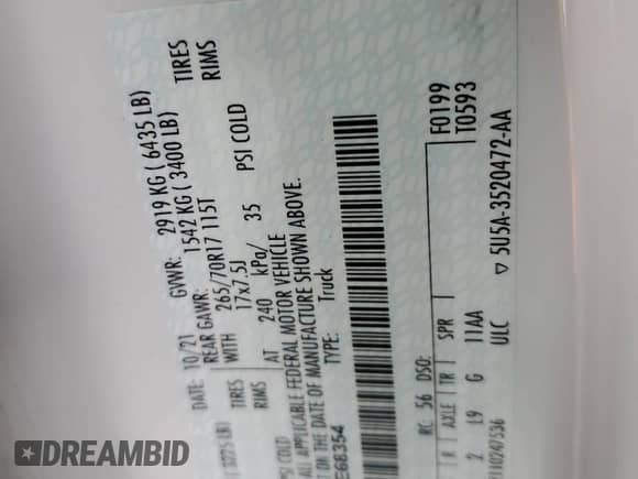 2021 Ford F-150 XL z VIN 1FTMF1EP8MKE68354, wystawiony jako Copart lot #84733944 z przebiegiem 97 313 mil mil oraz Szkoda całkowita • Salvage title. Historia ofert i sprzedaży dostępna na DreamBid. Obrazek 13.