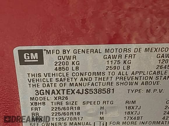 2018 Chevrolet Equinox LT с VIN 3GNAXTEX4JS538581, выставлен на аукционе IAAI как лот 43179690 с пробегом 141 206 миль миль и . История ставок и продаж доступна на DreamBid. Изображение 9.