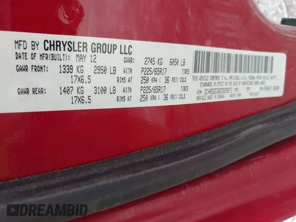 2012 Dodge Grand Caravan R/T с VIN 2C4RDGEG8CR329873, выставлен на аукционе IAAI как лот 42506486 с пробегом 185 984 миль миль и . История ставок и продаж доступна на DreamBid. Изображение 9.