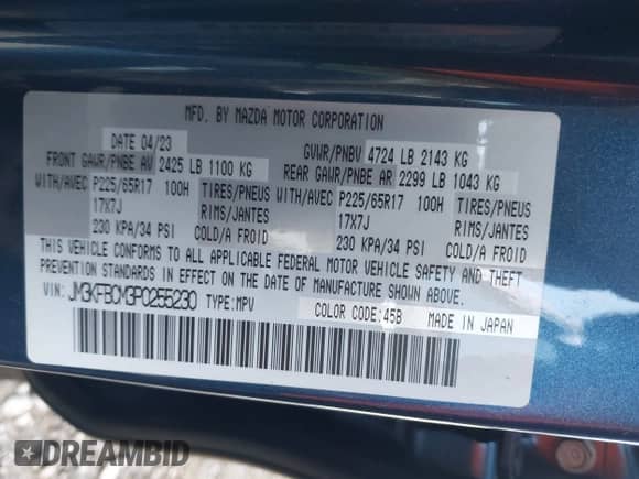 2023 Mazda CX-5 S Preferred z VIN JM3KFBCM3P0255230, wystawiony jako IAAI lot #42420823 z przebiegiem 69 331 mil mil oraz . Historia ofert i sprzedaży dostępna na DreamBid. Obrazek 9.