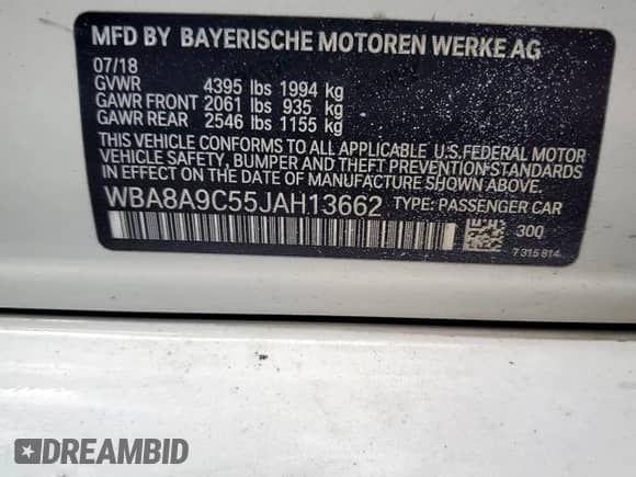 2018 BMW 3 Series 320i z VIN WBA8A9C55JAH13662, wystawiony jako Copart lot #81398495 z przebiegiem 43 436 mil mil oraz Szkoda całkowita • Salvage title. Historia ofert i sprzedaży dostępna na DreamBid. Obrazek 12.