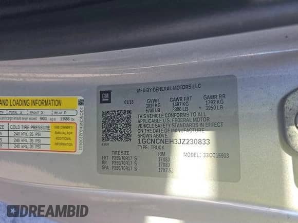 2018 Chevrolet Silverado 1500 Work Truck with VIN 1GCNCNEH3JZ230833, listed as a IAAI auction lot 43600279 with 145,654 mi miles and . Bid and sale history available at DreamBid. Image 22.