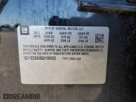 2016 Chevrolet Malibu LT с VIN 1G11C5SA9GU108000, выставлен на аукционе Copart как лот 70286255 с пробегом 267 627 миль миль и Чистый • Clean title. История ставок и продаж доступна на DreamBid. Изображение 12.