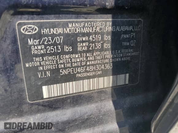2008 Hyundai Sonata SE с VIN 5NPEU46F48H304363, выставлен на аукционе Copart как лот 66982155 с пробегом 172 728 миль миль и Списание • Salvage title. История ставок и продаж доступна на DreamBid. Изображение 12.