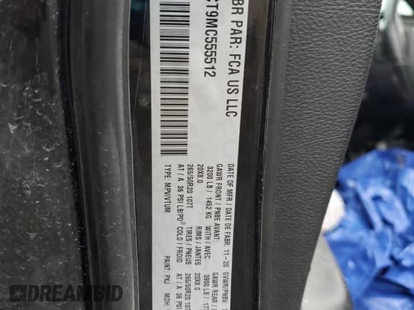 2021 Dodge Durango R/T with VIN 1C4SDJCT9MC555512, listed as a Copart auction lot 86795105 with 87,300 mi miles and Clean title. Bid and sale history available at DreamBid. Image 13.