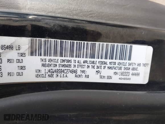 2004 Jeep Grand Cherokee Laredo with VIN 1J4GW48S84C274846, listed as a IAAI auction lot 43344879 with 197,827 mi miles and . Bid and sale history available at DreamBid. Image 9.