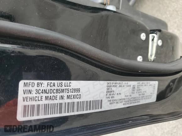 2021 Jeep Compass Limited with VIN 3C4NJDCB5MT512899, listed as a Copart auction lot 80920785 with 2,863 mi miles and Salvage title. Bid and sale history available at DreamBid. Image 14.