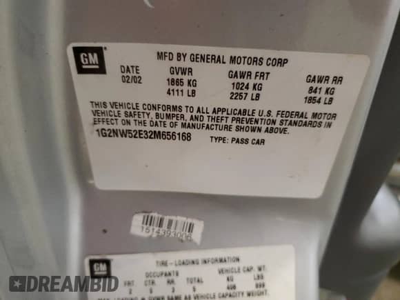 2002 Pontiac Grand Am GT с VIN 1G2NW52E32M656168, выставлен на аукционе Copart как лот 71008015 с пробегом Не указан миль и Списание • Salvage title. История ставок и продаж доступна на DreamBid. Изображение 13.