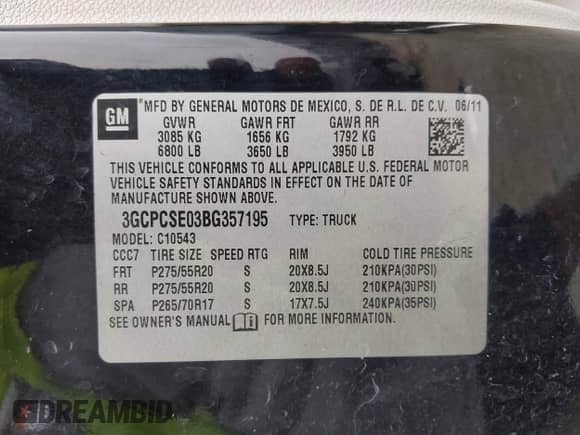 2011 Chevrolet Silverado 1500 LT с VIN 3GCPCSE03BG357195, выставлен на аукционе IAAI как лот 43118523 с пробегом 245 188 миль миль и . История ставок и продаж доступна на DreamBid. Изображение 9.