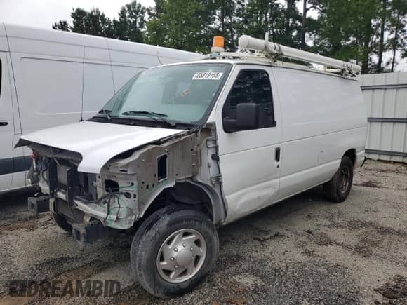2012 Ford Econoline Cargo Commercial with VIN 1FTNE1EW0CDB17570, listed as a Copart auction lot 65319155 with 250,421 mi miles and Salvage title. Bid and sale history available at DreamBid. Image 1.