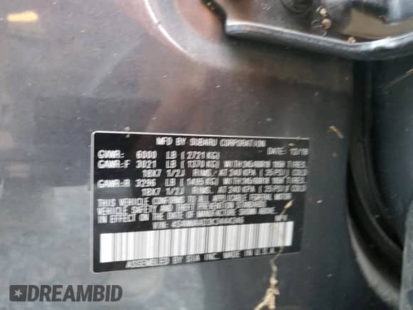 2019 Subaru Ascent z VIN 4S4WMAAD3K3444346, wystawiony jako Copart lot #75400794 z przebiegiem Nie podano mil oraz Szkoda całkowita • Salvage title. Historia ofert i sprzedaży dostępna na DreamBid. Obrazek 14.