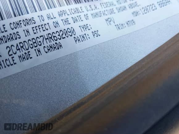 2017 Dodge Grand Caravan SE Plus with VIN 2C4RDGBG7HR632090, listed as a IAAI auction lot 41762688 with 97,230 mi miles and . Bid and sale history available at DreamBid. Image 9.