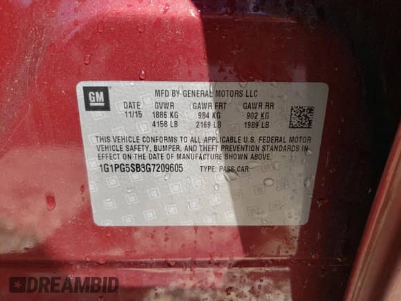 2016 Chevrolet Cruze LTZ с VIN 1G1PG5SB3G7209605, выставлен на аукционе Copart как лот 47768605 с пробегом 99 999 миль миль и Чистый • Clean title. История ставок и продаж доступна на DreamBid. Изображение 12.