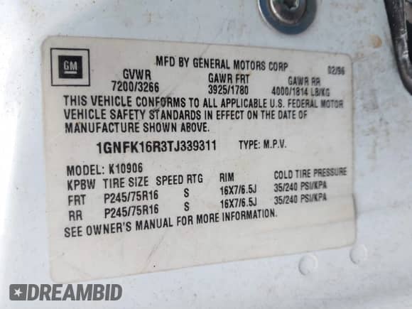 1996 Chevrolet Suburban с VIN 1GNFK16R3TJ339311, выставлен на аукционе IAAI как лот 41262690 с пробегом 200 605 миль миль и . История ставок и продаж доступна на DreamBid. Изображение 9.