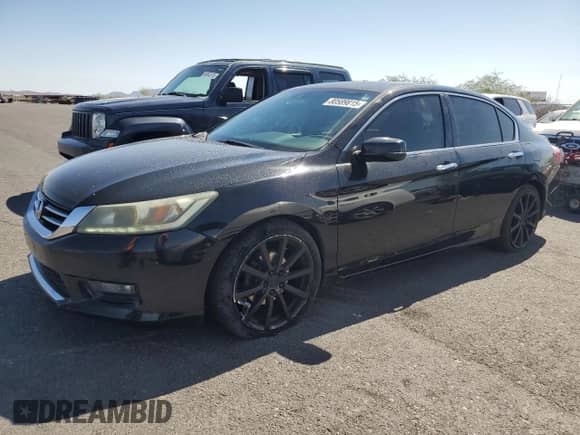 2014 Honda Accord EX-L with VIN 1HGCR3F84EA034818, listed as a Copart auction lot 80589815 with 97,871 mi miles and Salvage title. Bid and sale history available at DreamBid. Image 1.