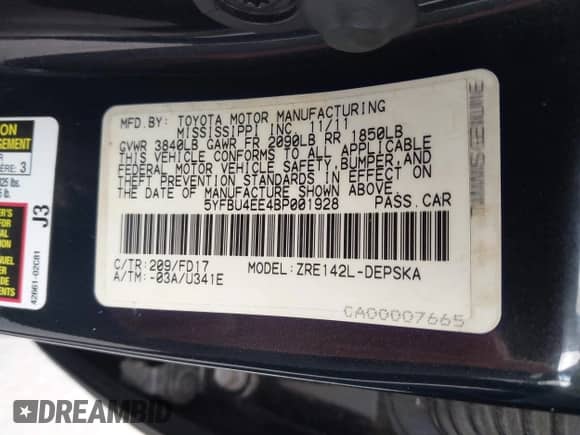 2011 Toyota Corolla S с VIN 5YFBU4EE4BP001928, выставлен на аукционе IAAI как лот 43444462 с пробегом 197 172 миль миль и . История ставок и продаж доступна на DreamBid. Изображение 9.