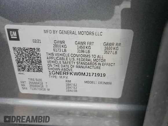 2021 Chevrolet Traverse LS with VIN 1GNERFKW0MJ171919, listed as a Copart auction lot 83944235 with 79,452 mi miles and Salvage title. Bid and sale history available at DreamBid. Image 13.