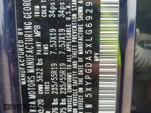 2020 Kia Sorento S с VIN 5XYPGDA5XLG692939, выставлен на аукционе Copart как лот 65585845 с пробегом 53 975 миль миль и Списание • Salvage title. История ставок и продаж доступна на DreamBid. Изображение 13.