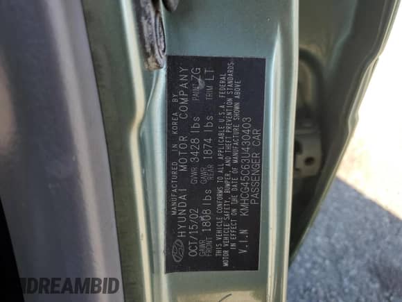 2003 Hyundai Accent GL с VIN KMHCG45C63U430403, выставлен на аукционе Copart как лот 86430724 с пробегом 74 200 миль миль и Списание • Salvage title. История ставок и продаж доступна на DreamBid. Изображение 12.