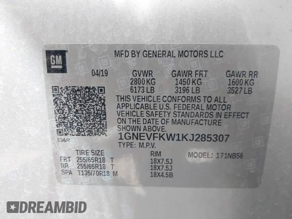 2019 Chevrolet Traverse LS с VIN 1GNEVFKW1KJ285307, выставлен на аукционе IAAI как лот 43158884 с пробегом 60 429 миль миль и . История ставок и продаж доступна на DreamBid. Изображение 9.
