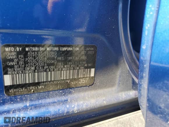 2023 Mitsubishi Outlander ES z VIN JA4ARUAU6PU002349, wystawiony jako Copart lot #81413945 z przebiegiem 33 620 mil mil oraz Szkoda całkowita • Salvage title. Historia ofert i sprzedaży dostępna na DreamBid. Obrazek 14.