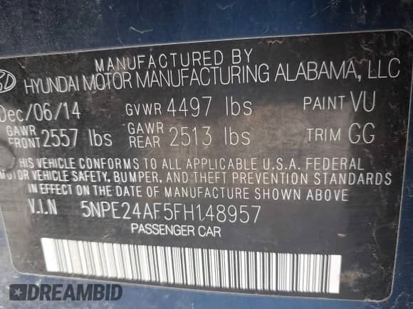 2015 Hyundai Sonata SE с VIN 5NPE24AF5FH148957, выставлен на аукционе IAAI как лот 43049780 с пробегом 166 871 миль миль и . История ставок и продаж доступна на DreamBid. Изображение 9.