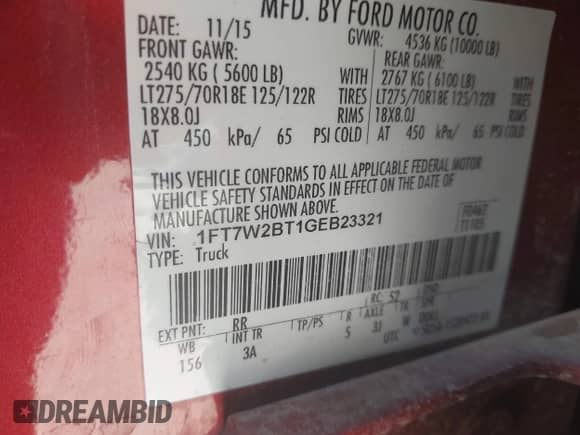 2016 Ford F-250 Lariat z VIN 1FT7W2BT1GEB23321, wystawiony jako IAAI lot #43201087 z przebiegiem 169 244 mil mil oraz . Historia ofert i sprzedaży dostępna na DreamBid. Obrazek 9.