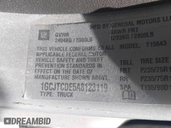 2010 Chevrolet Colorado 1LT с VIN 1GCJTCDE5A8123119, выставлен на аукционе IAAI как лот 42632044 с пробегом 179 654 миль миль и . История ставок и продаж доступна на DreamBid. Изображение 9.